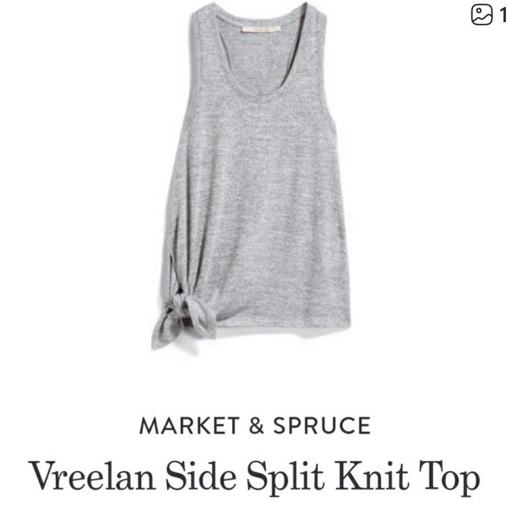 Stitch Fix Market & Spruce soft heathered gray Vreelan side split tank NWT M